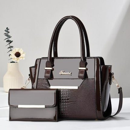 Coffee color Women's Handbag Set - Large Capacity 2 Piece Shoulder Bag with Matching Wallet