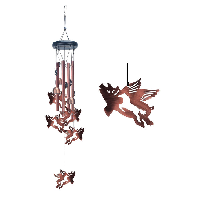 Openwork Flying Pig Metal Wind Chime