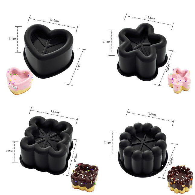4 Piece Black Silicone Baking Mould Set