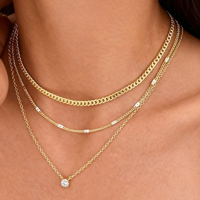 Golden Layered Zircon Necklace Set