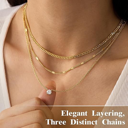 Golden Layered Zircon Necklace Set – product detail