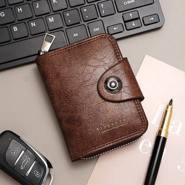 Light coffee color Men's Large Capacity Accordion Card Wallet