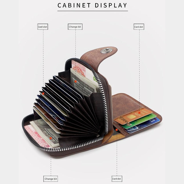 Light coffee color Men's Large Capacity Accordion Card Wallet – product detail