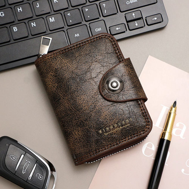 Dark coffee color Men's Large Capacity Accordion Card Wallet
