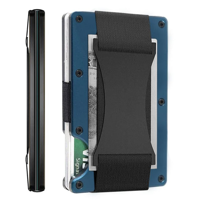 Navy blue Slim RFID Blocking Aluminum Card Holder