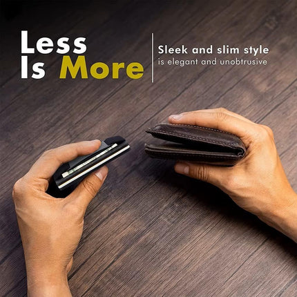 Orange Slim RFID Blocking Aluminum Card Holder - Metal Wallet with Cash Strap Minimalist Card Case