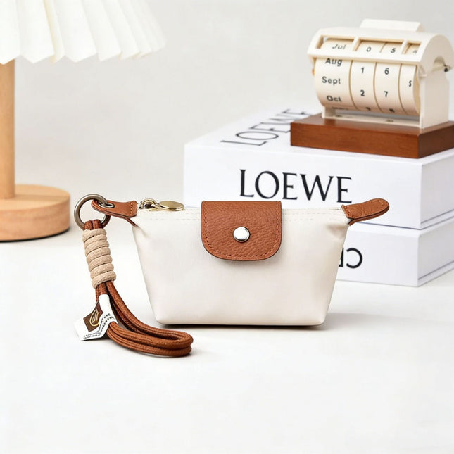 White Mini Nylon Coin Purse with Wrist Strap