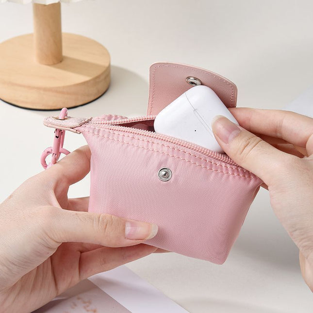 Grey Mini Nylon Coin Purse with Wrist Strap – product detail