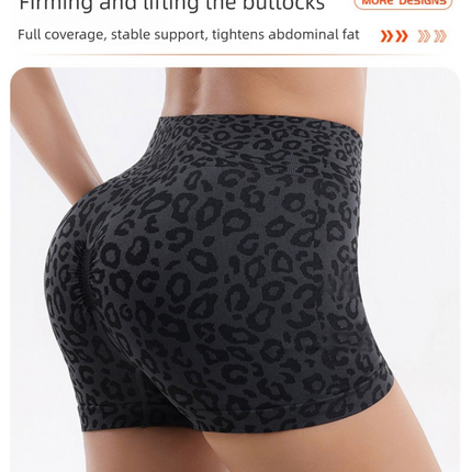 Leopard Print Yoga Set - Twist Front Sports Bra with Criss Cross Back and High Waisted Butt Lifting Shorts(Size:S)
