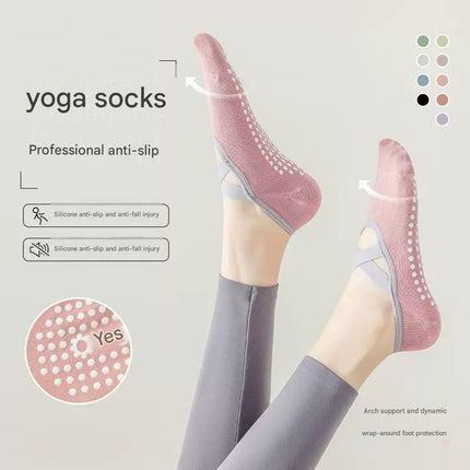 3-Pack Khaki Anti-Slip Yoga Socks - Grippy Pilates Dance Fitness Socks with Silicone Grip for Women