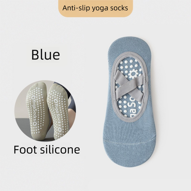 3-Pack Blue Anti-Slip Yoga Socks