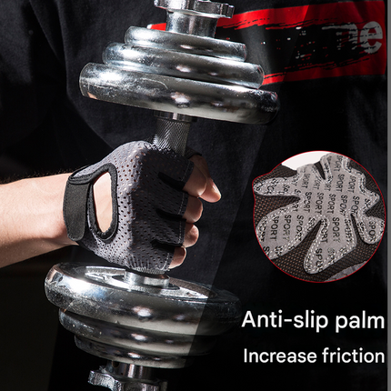 Black Half Finger Fitness Gloves - Anti-Slip Breathable Gym Training Gloves for Weightlifting Cycling(Size:XL)