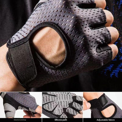 Black Half Finger Fitness Gloves - Anti-Slip Breathable Gym Training Gloves for Weightlifting Cycling(Size:XL)