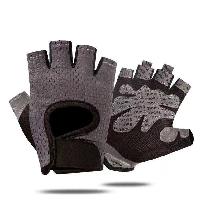 Grey Half Finger Fitness Gloves
