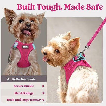 Black Breathable Dog Harness and Leash Set - Adjustable Reflective Pet Vest with Swivel Clip(Size: S)