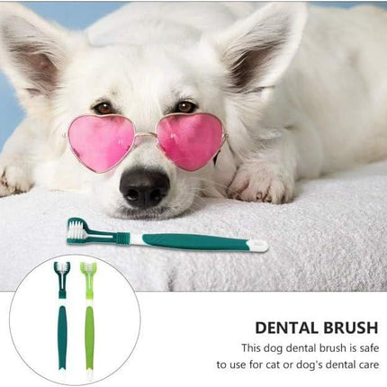 3-Sided Pet Toothbrush 4-Pack - Soft Bristle Dog Cat Dental Care Brush Set