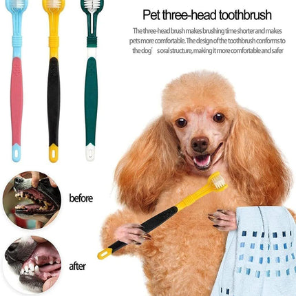 3-Sided Pet Toothbrush 4-Pack - Soft Bristle Dog Cat Dental Care Brush Set