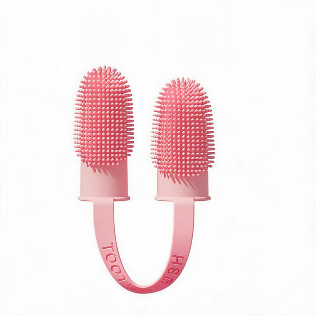 5-Pack Pink Double Finger Pet Toothbrush