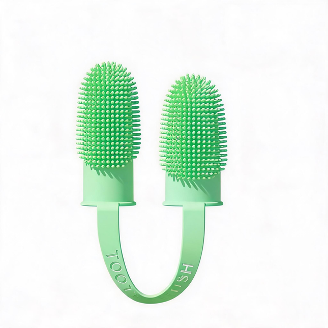 5-Pack Green Double Finger Pet Toothbrush