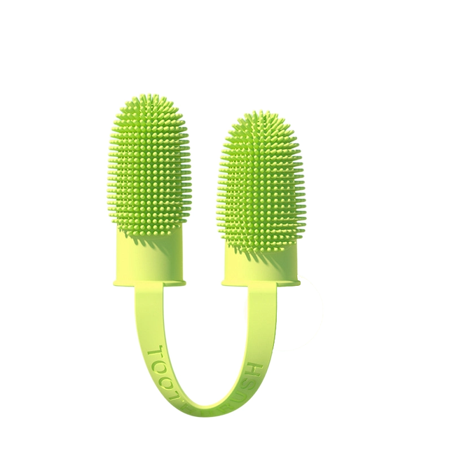 5-Pack greenish-yellow Double Finger Pet Toothbrush