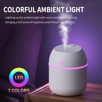 Pink Mini USB Humidifier Large Mist - Desktop Ultrasonic Air Humidifier with Colorful LED Light