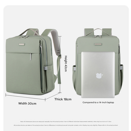 Green Large Capacity Airbag Backpack Multi-Compartment Laptop Backpack Travel Business Bag