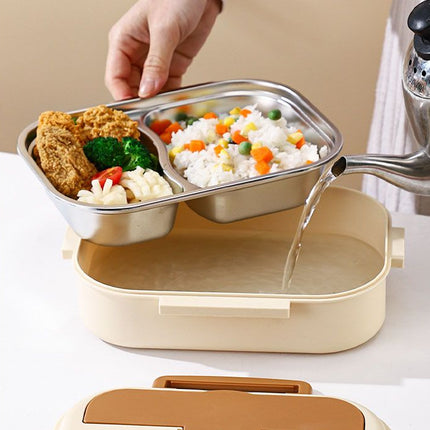 2 Grids 316 Stainless Steel Insulated Lunch Box with Compartments Large Capacity Bento Box with Insulated Bag