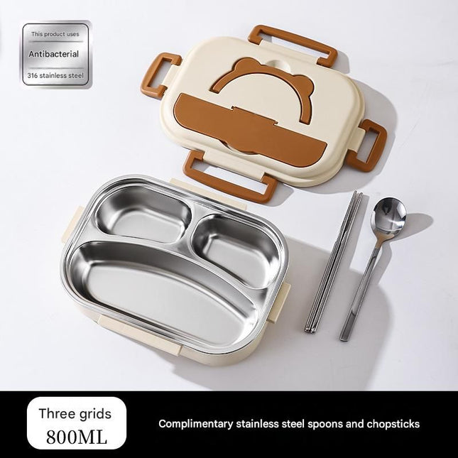 3 Grids 316 Stainless Steel Insulated Lunch Box with Compartments Large Capacity Bento Box with Insulated