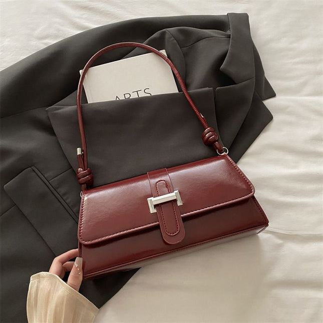Red French Chic Baguette Shoulder Bag Women s Minimalist Crossbody Bag with Premium Feel