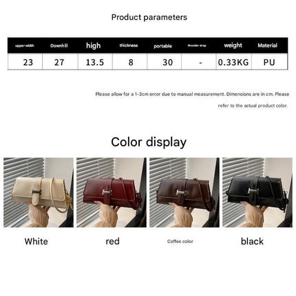 Red French Chic Baguette Shoulder Bag Women’s Minimalist Crossbody Bag with Premium Feel