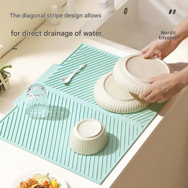 3-Piece Green Silicone Draining Mat Set Kitchen Counter Protector Heat-Resistant Non-Slip Mats Large – product detail