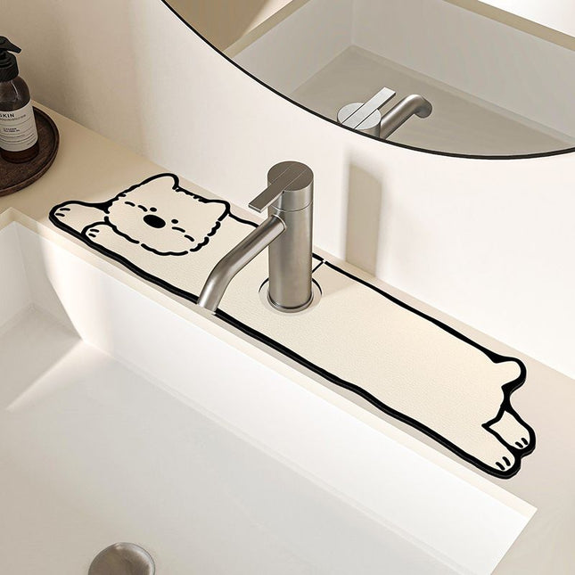 2-Piece Faucet Draining Mat Set Absorbent Sink Splash Guard Quick Dry Counter Mat 10x61cm(West Highland