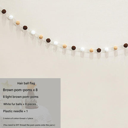 Felt Birthday Banner Set with Interchangeable Numbers 0-9 Pom Pom Garland Pennant Flags Happy Birthday Decoration