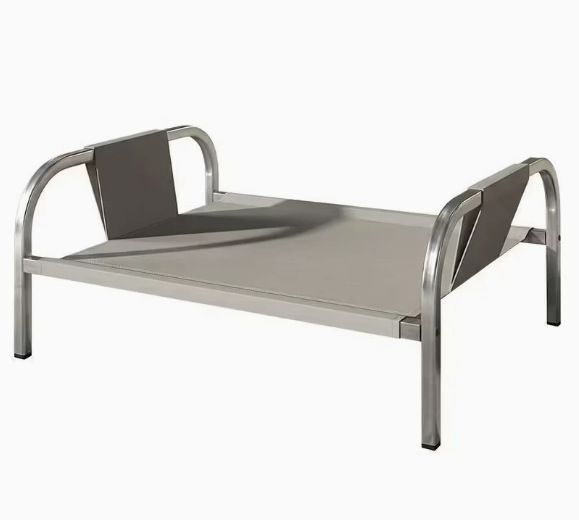 Grey Raised Pet Bed for Medium Dogs Cats Elevated Breathable Dog Cot Washable Anti-Moisture Pet Cot