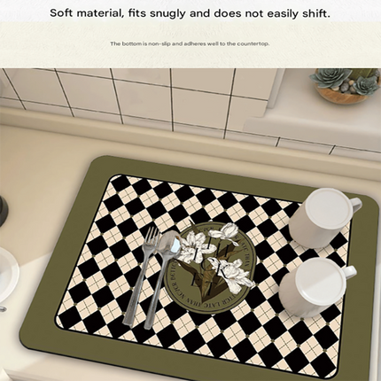 Red Kitchen Countertop Drainage Mat Absorbent Quick Dry Tech Velvet Dish Drying Pad 40x60cm(CD0075-2)