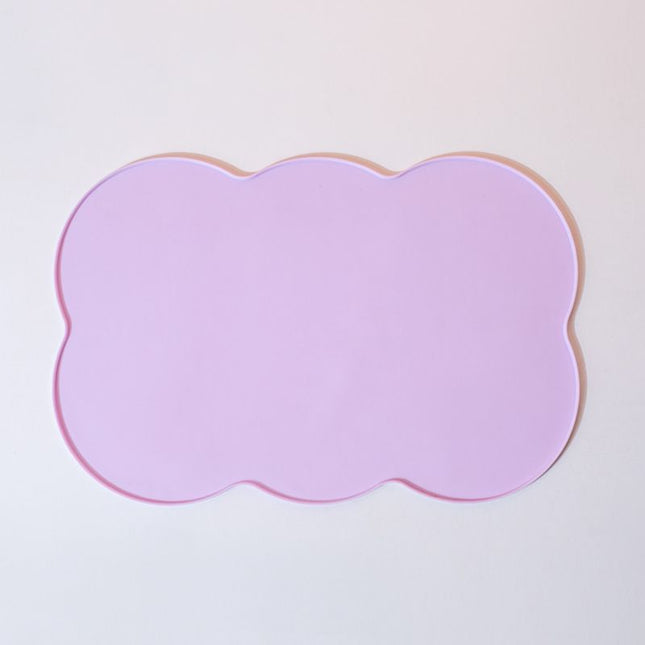 3-Piece Purple Silicone Placemat Set Cloud Shape Non-Slip Heat Resistant Kids Dining Mat