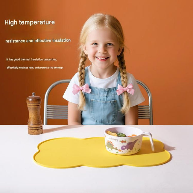 3-Piece Grey Silicone Placemat Set Cloud Shape Non-Slip Heat Resistant Kids Dining Mat – product detail