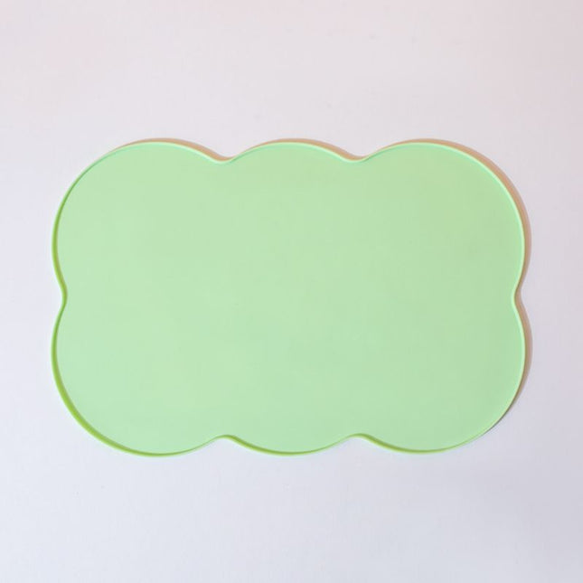 3-Piece Green Silicone Placemat Set Cloud Shape Non-Slip Heat Resistant Kids Dining Mat V888-ELOSUNG51317