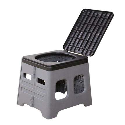 Grey Portable Folding Toilet Stool Outdoor Camping Car Emergency Portable Potty Chair