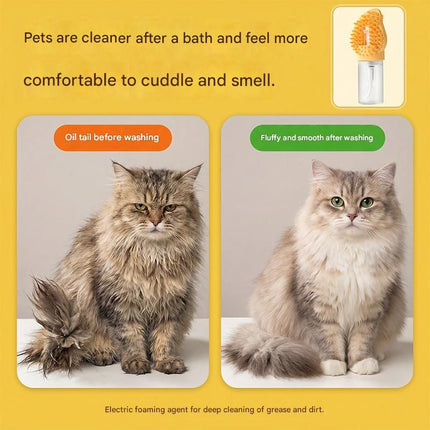 Grey Pet Shampoo Brush Silicone Foaming Massage Comb Dog Cat Bathing Grooming Tool