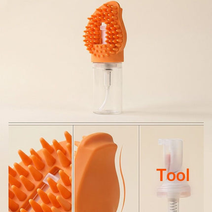 Orange Pet Shampoo Brush Silicone Foaming Massage Comb Dog Cat Bathing Grooming Tool