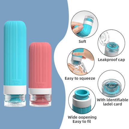 Silicone Travel Toiletry Bottles Set Leakproof Squeeze Containers with Case(02)