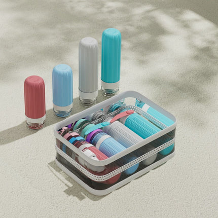 Silicone Travel Toiletry Bottles Set Leakproof Squeeze Containers with Case(06)