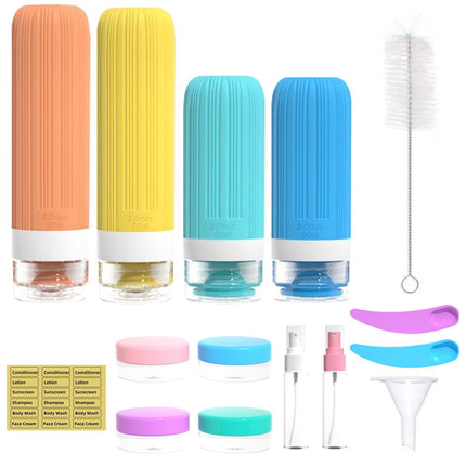 Silicone Travel Toiletry Bottles Set Leakproof Squeeze Containers with Case(09)