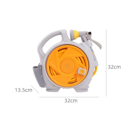 Pink Portable Hose Reel Cart with 14m Hose 7-Pattern Spray Gun Garden Watering System