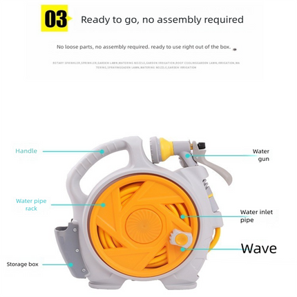 Green Portable Hose Reel Cart with 14m Hose 7-Pattern Spray Gun Garden Watering System