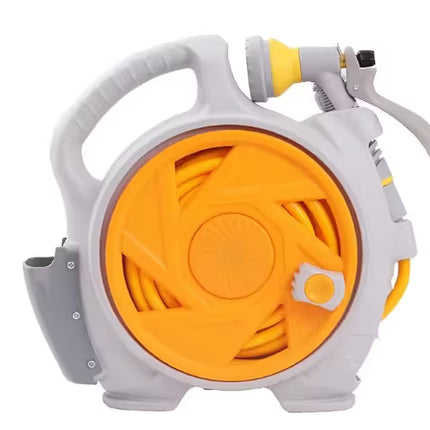 Yellow Portable Hose Reel Cart with 14m Hose 7-Pattern Spray Gun Garden Watering System