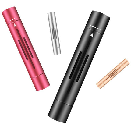 Black Mini Car Air Vent Perfume Freshener with 6 Scent Refills Aluminum Alloy Aromatherapy