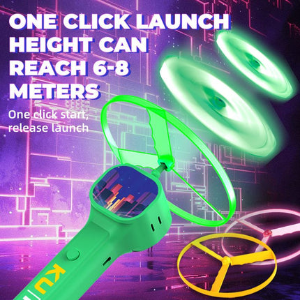 Red LED Light Up Flying Disc Cat Toy Interactive UFO Launcher with Replacement Discs