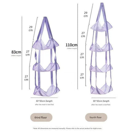 Grey 3-Layer + 4-Layer Hanging Mesh Storage Bag Set for Balls Toys and Sports Gear